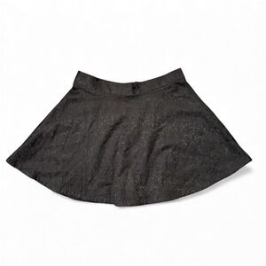 Forever 21 Black Jacquard Skater Mini Skirt Textured Flared Floral Womens Size M